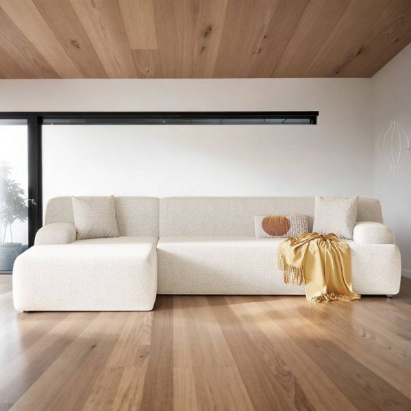 L Shaped Sectional Sofa Velvet Solid Wood Frame Upholstered