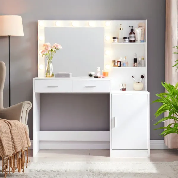 Roomfitters Vanity Desk with Lighted Mirror