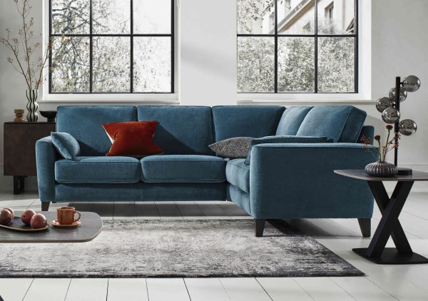 Canterbury Midnight Velvet Fabric Corner Sofa