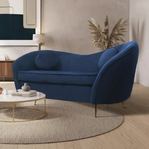 Castillo Asymmetrical Modern Velvet 2-Seater Sofa