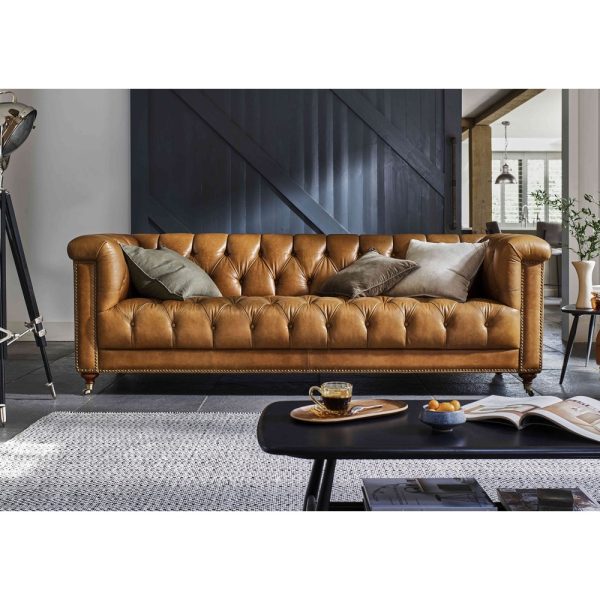 FSM 4-Seater Leather Chesterfield Premium Sofa