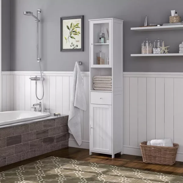 Caney 2-Door Tall Bathroom Cabinet with Drawer