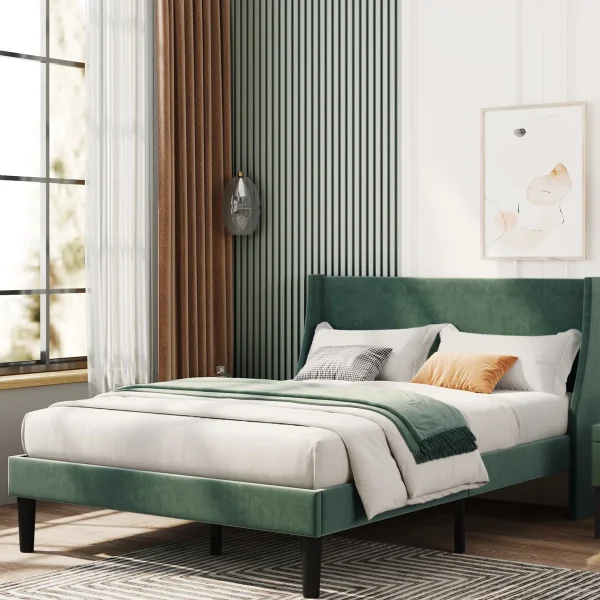 Mei Velvet Upholstered Bed Frame