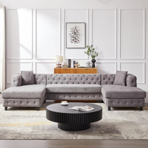 Laxora Modern Button Tufted 6-Seater Sofa