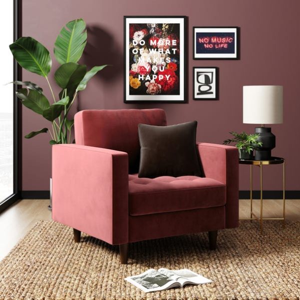 Sloan Velvet Upholstered Tufted Armchair