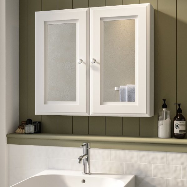 Double Door Wall-Hung Mirrored Cabinet