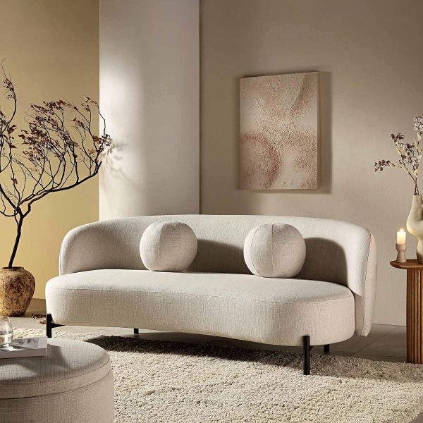 Talara 3-Seater Curved Sofa With Ball Cushion