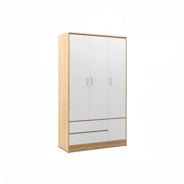 Ritmo 3-Door Wardrobe In White Oak