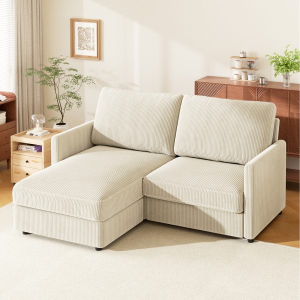 Upholstered 2-Seat Area Corduroy Corner Sofa